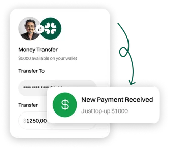 Senden und überweisen Sie Geld sofort an jede Bank oder Wallet